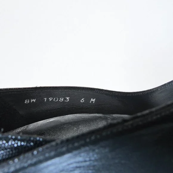 STUART WEITZMEN Classic Black Pointed Toe Pumps Crystal Charm Fringe Heels - Picture 5 of 15